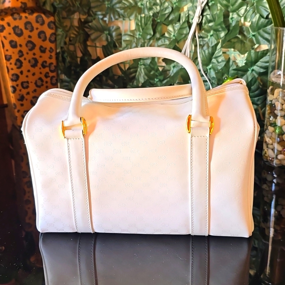 Vintage Gucci GG Boston white bag